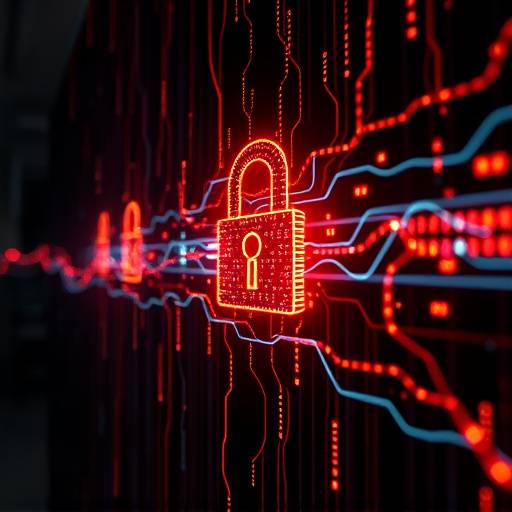 A visual depiction of encrypted data being transmitted securely over the internet.