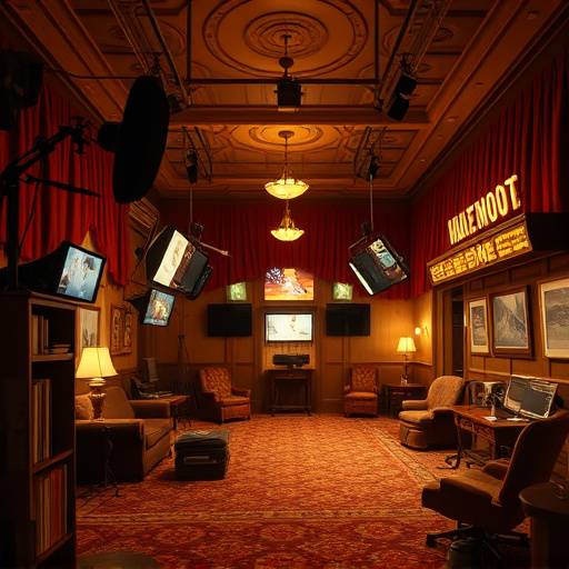 Image from the historical documentary 'Echoes of Hollywood', featuring archival footage of classic film sets.
