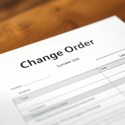 Image of a document titled 'Change Order' with fields for project details and changes