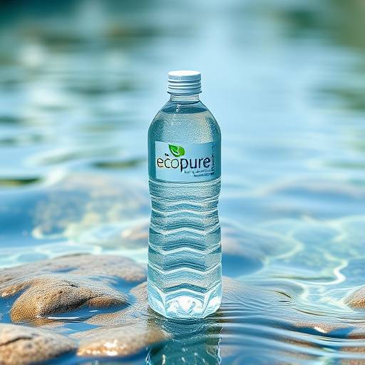 Still from a commercial for 'EcoPure' bottled water, showcasing a pristine mountain spring.